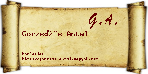 Gorzsás Antal névjegykártya